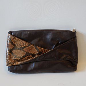 ELLIE'S BROWN TAN LEATHER CLUTCH HANDBAG *